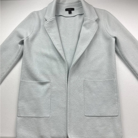 J Crew Sophie Open Front Blazer Womens Pastel Blue Cotton Wool Knit - Picture 2 of 7